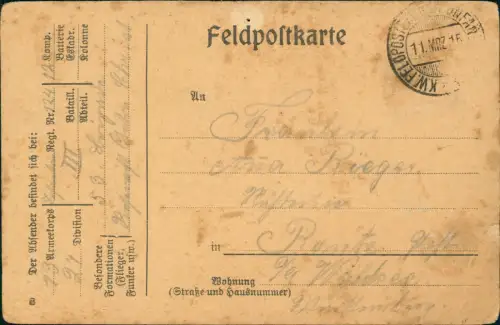 Ansichtskarte  Feldpostkarte 1. WK Erster Weltkrieg 1915