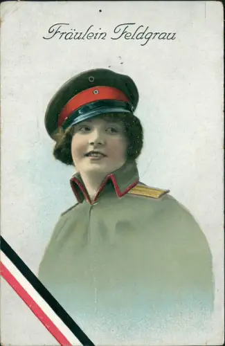 Ansichtskarte  Militär Fräulein Feldgrau Liebe Sehnsucht WK1 1917  Feldpost