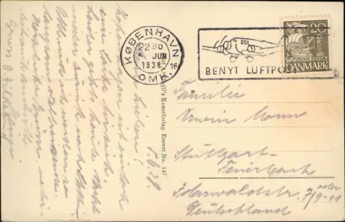 Postcard Kopenhagen København Udsigt fra Bersen. 1938
