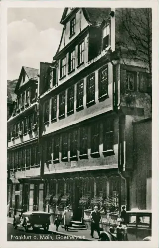 Ansichtskarte Frankfurt am Main Goethehaus Straßenpartie Auto 1953