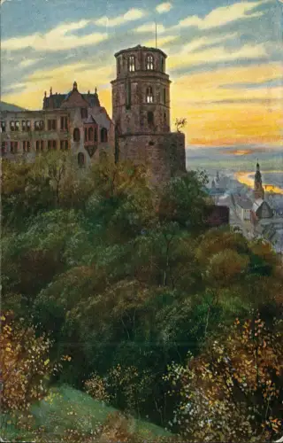 Ansichtskarte Heidelberg Heidelberger Schloss Stadt Stimmungsbild 1910