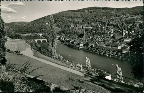 Ansichtskarte Heidelberg Blick aus dem Philosophengarten - Fotokarte 1962
