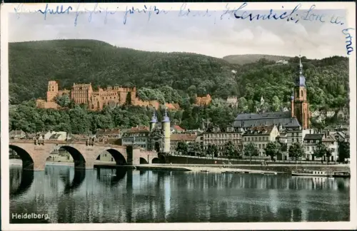 Ansichtskarte Heidelberg Stadt und Schloß Fotocolorkarte 1953