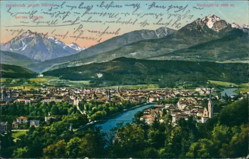 Ansichtskarte Innsbruck Stadt gegen Süden 1925