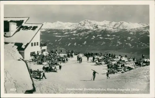 Ansichtskarte Innsbruck Nordkettenbahn, Station Seegrube Skifahrer 1930