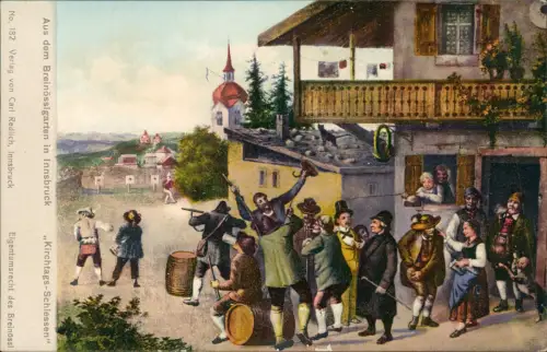 Ansichtskarte Innsbruck Aus dem Breinösslgarten Wandgemälde 1912