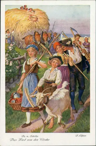 Ansichtskarte  Friedrich Schiller Das Lied von der Glocke Typen Bauern 1928