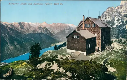 Ansichtskarte Maurach Erfurter Hütte mit Achensee Tirol 1914