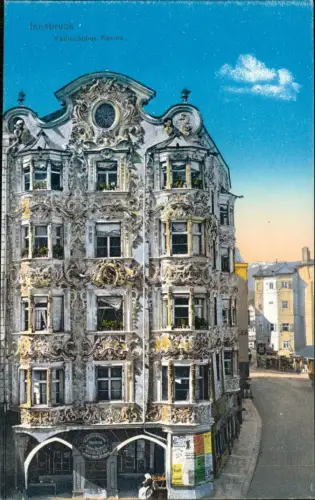 Ansichtskarte Innsbruck Katholisches Kasino, Straßenpartie 1914