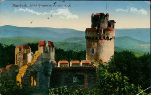 Auerbach  Bergstraße Bensheim Schloss - Stimmungsbild 1917  gel. Feldpost