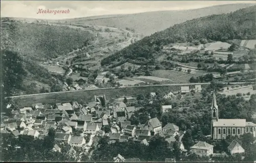 Ansichtskarte Neckargerach Blick über die Stadt 1913