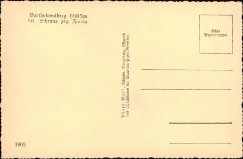 Schruns Umlandansicht BARTHOLOMÄBERG bei SCHRUNS geg. ZIMBA 1940