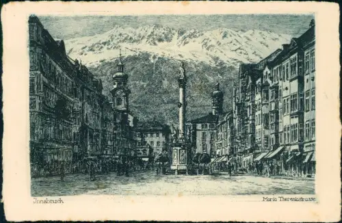 Ansichtskarte Innsbruck Maria Theresienstraße als Künstlerkarte 1910