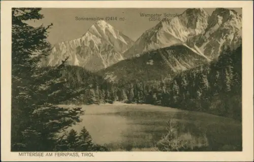 Ansichtskarte .Tirol Österreich MITTERSEE AM FERNPASS, TIROL 1920