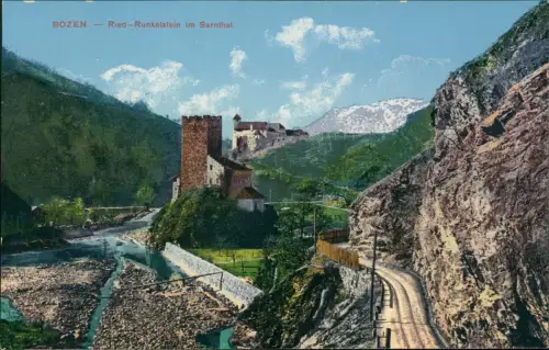 Cartolina Ritten Renon Teilansicht Ried-Runkelstein im Sarnthal 1910