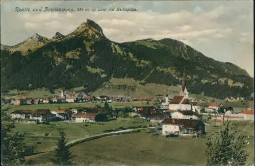 Reutte Panorama-Ansicht mit Breitenwang in Tirol mit Gernspitze 1910/1907