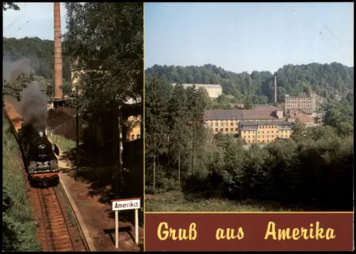 Amerika (Mulde)-Penig (Mulde) 2 Bild Bahnhof Dampflokomotive 1998