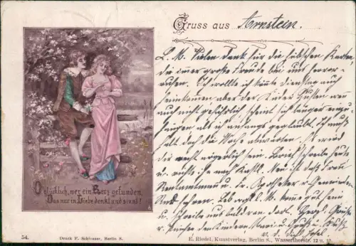 Ansichtskarte  Liebe Liebespaare - Love Mittelalter 1898  Stempel Arnstein