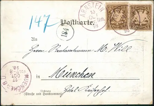 Ansichtskarte  Liebe Liebespaare - Love Mittelalter 1898  Stempel Arnstein