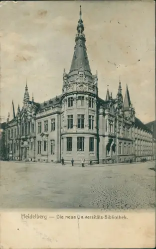 Ansichtskarte Heidelberg Die neue Universitäts-Bibliothek 1915 Lazarett-Stempel