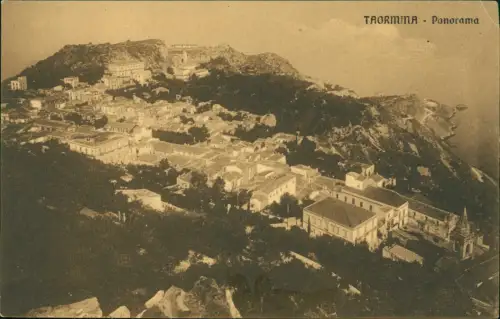 Cartolina Taormina Panorama-Ansicht 1910