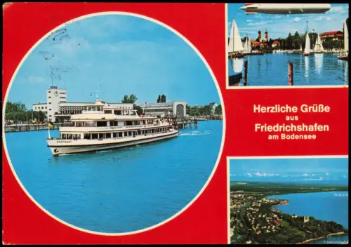 Friedrichshafen Mehrbildkarte mit Zeppelin und Bodensee-Schiff STUTTGART 1980