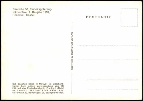 Ansichtskarte  Dampflokomotive Baureihe 50 1970