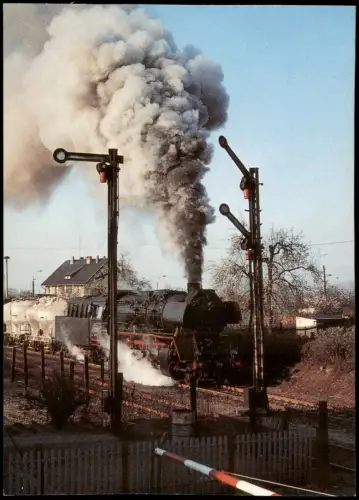 Ansichtskarte Angermünde Dampflok 50 0023 mit Ölhauptfeuerung 1981