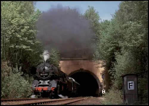 Schwarzenberg (Erzgebirge) Dampflok 50 3648-8 mit Personenzug  Tunnel 1998