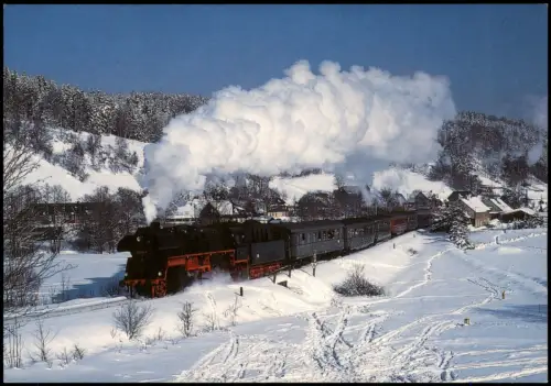 Ansichtskarte Zwota Dampflok 58 3047-6 mit Sonderzug bei Zwota 1996