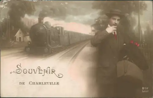 Charleville-Mézières Charleville-Mézières Bahnhof Mann Dampflokomotive 1916