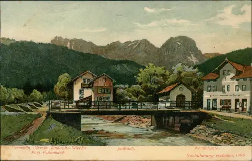 Ansichtskarte Jenbach (Tirol) Stadtpartie Künstlerkarte 1908