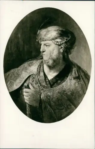 Künstlerkarte: Gemälde Rembrandt Mann türkische Kleidung 1928