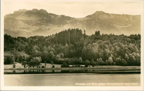 Ansichtskarte Rosenheim Simssee mit Blick gegen Kampenwand bayr. Alpen 1930