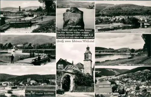 Gieselwerder-Wesertal Stadt und Umlandansichten Dampfer Fähre 1965