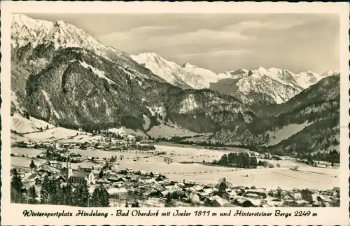 Ansichtskarte Bad Hindelang Stadt im Winter 1953  Posthorn Notopfer Berlin