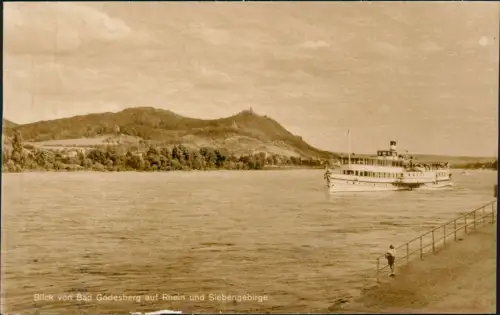Ansichtskarte Bad Godesberg-Bonn Rhein und Rheindampfer 1940