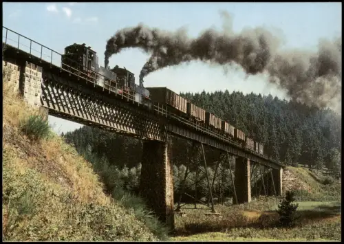 Ansichtskarte .Sachsen Dampflokomotive Hartmann auf Talbrücke 1980/1995