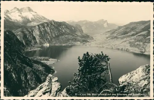 Unterach am Attersee  Madlschneid auf den Attersee und Schatberg, 1930