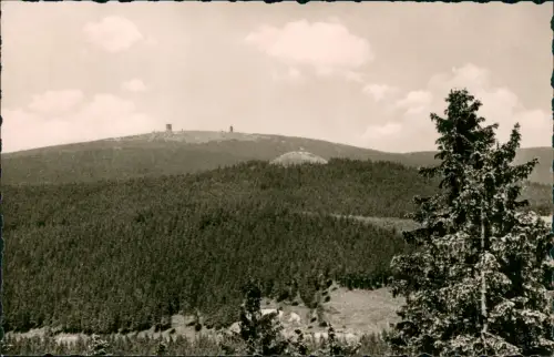 Ilsenburg (Harz) Blick zum Brocken und Achtermann - Fotokarte 1960
