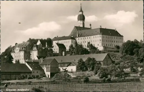 Ansichtskarte Andechs Felder und Kloster Fotokarte 1965