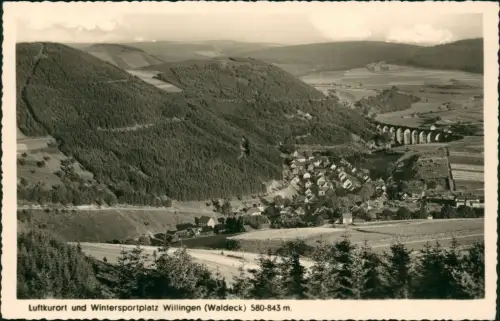Ansichtskarte Willingen (Upland) Blick auf Stadt und Viadukt 1951