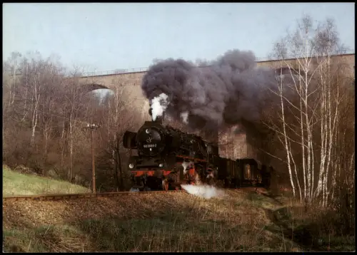Eisenbahn Lokomotive Dampflokomotive Autobahnbrücke Striegistal Schlegel 1985