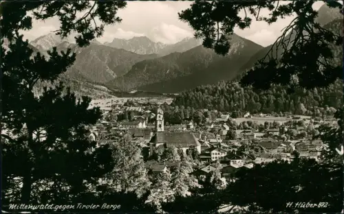 Ansichtskarte Mittenwald Blick auf die Stadt - Fotokarte 1961