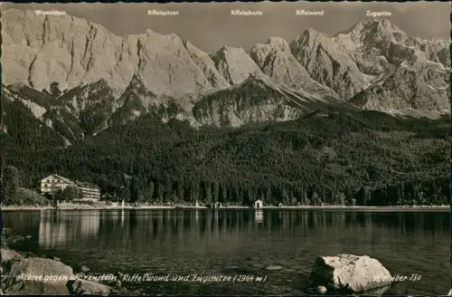 Ansichtskarte Garmisch-Partenkirchen Eibsee mit Waxenstein und Zugspitze 1956