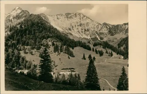 Ansichtskarte Bayrischzell Unterkunftshaus Rosengasse mit Traithen 1930