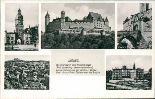 Ansichtskarte Coburg Ketschentor Gesamtansicht Veste Mehrbild 1963