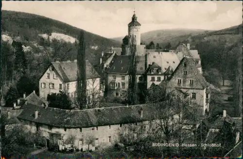 Ansichtskarte Büdingen Schloss u. schlosshof 1969