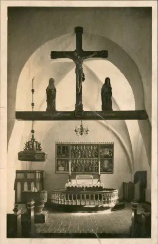 Ansichtskarte  Religion Kirche Altar Marienstatue Jesuskreuz Fotokarte 1950