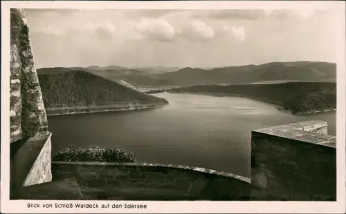 Ansichtskarte Asel-Vöhl Blick von Schloß Waldeck auf den Edersee 1953
